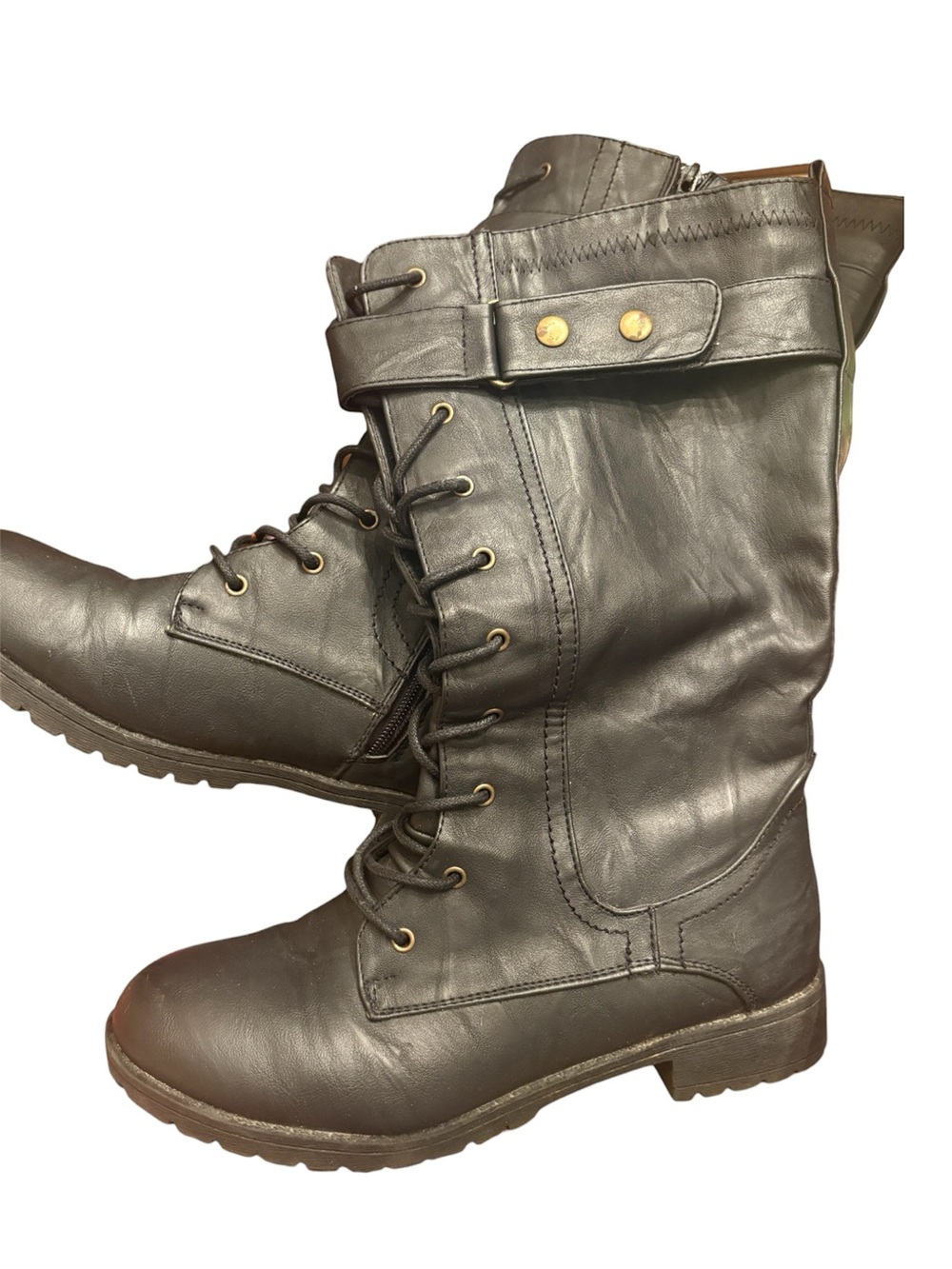 Black Tall Lace-Up Combat Boots